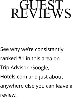 GUEST REVIEWS “ Caribou Cabins Ranked #1 again”  See why we’re consistantly ranked #1 in this area on  Trip Advisor, Google, Hotels.com and just about anywhere else you can leave a review.